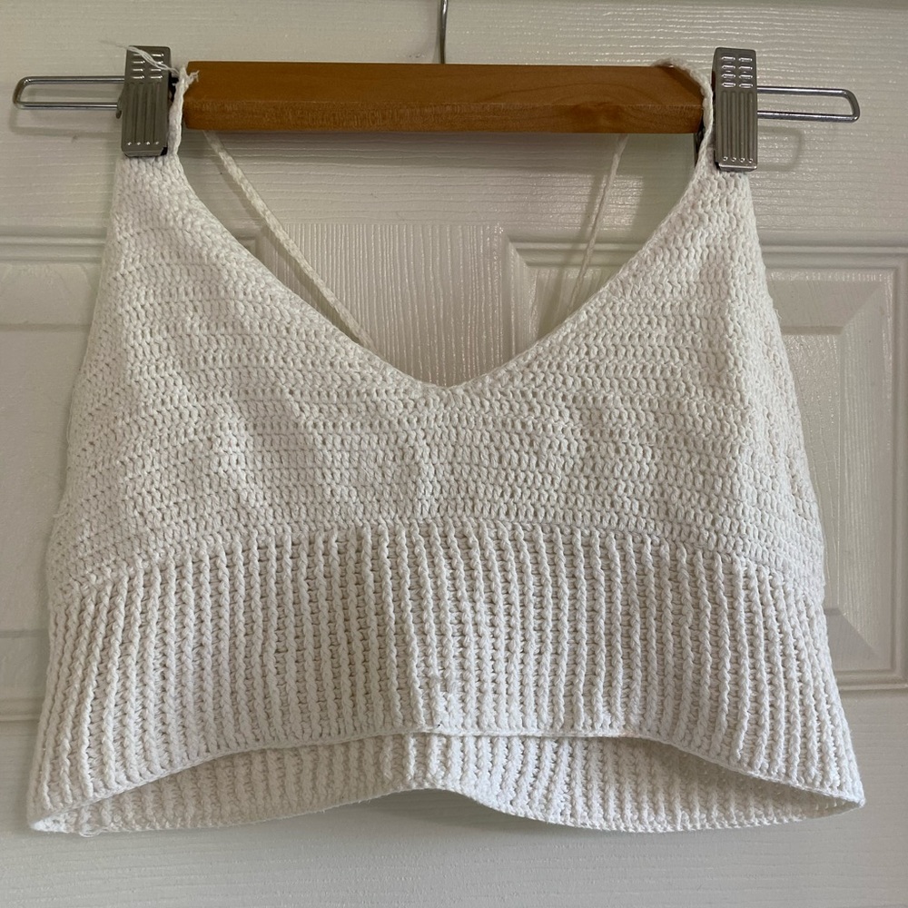 Cropped crochet top, white. S/M.